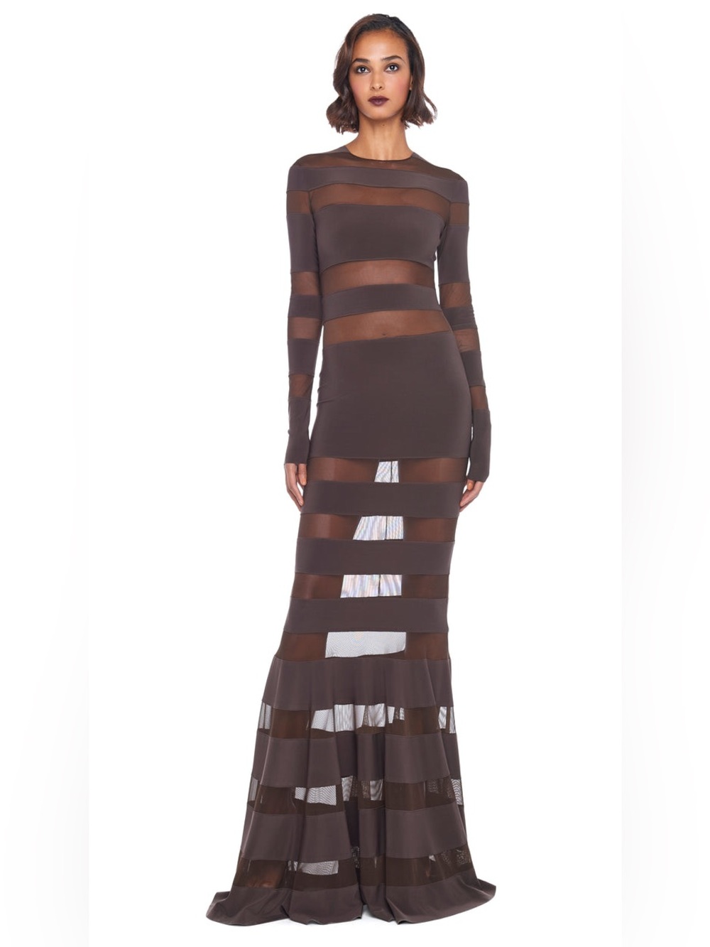 Norma Kamali Spliced Fishtail Gown in Brown